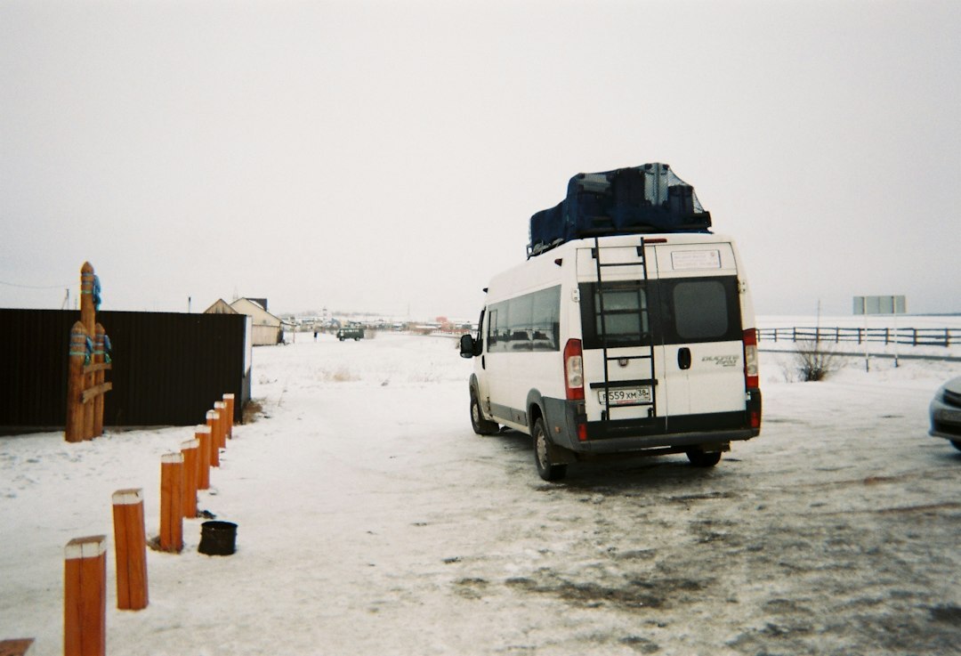 Outside broadcast van with satellite equipment